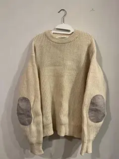 最終お値下げ！エルボーパッチ　ニットセーター　アイボリー