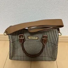 ポロ ラルフローレン ヴィンテージ ミニリュック 千鳥格子 レザー 茶
