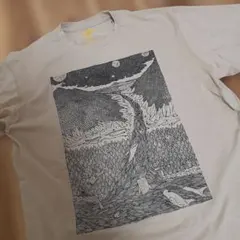 アートプリント グレー Tシャツ Lサイズ