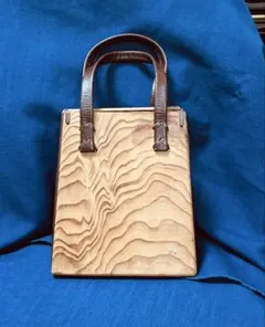 ❣️木とレザーのハンドバッグ❣️個性派バッグ❣️本革バッグ❣️木製バッグ❣️