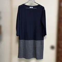 ネイビーとグレーのカットソーワンピース