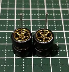 カスタムホイール　タイヤ　パーツ　1/64 深リム　ゴールドメッキ　5本スポーク