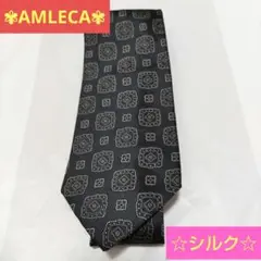 【⭐️秋セール⭐️】AMLECA メンズ ネクタイ シルク ブラック