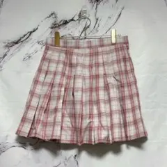 【ロムウェ】✨美品 ピンク系 チェック プリーツスカート ミニ丈 Mのサムネイル