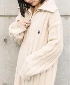 POLOハーフジップオーバーサイズニット