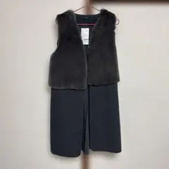 グレー ファー混合 ベスト