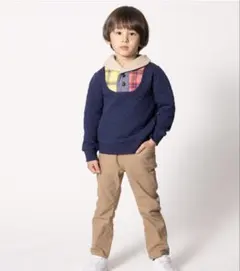 【新品】moujonjonツイル裏起毛ロングパンツ　130cm