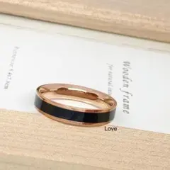 ローズゴールド ステンレスリング ステンレス指輪 ピンキーリング ブラック