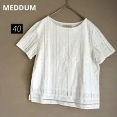 MEDDUM メデューム 透かし編み レース ホワイトカットソー白 ゆったり L