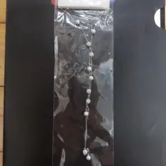 パールとクリスタルのロングネックレス