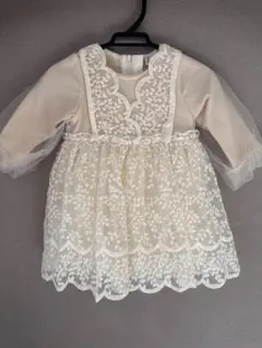 キッズドレス　ベビードレス　アイボリー 花柄刺繍 ワンピース