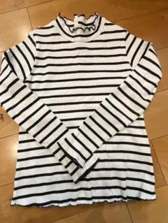 長袖カットソー 白と黒のボーダー 長袖カットソー白とグレーのボーダー