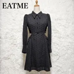 EATME 刺繍レース ワンピース ブラック パフスリーブ Sのサムネイル
