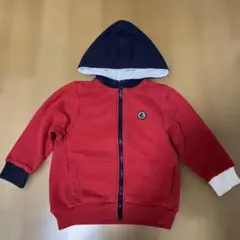 プチバトー　赤紺白　ジップパーカー　95cm