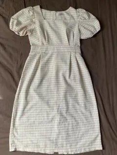 & lottie パフスリーブロングワンピース　ギンガムチェック