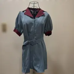 【jouetie】バイカラー ジップミニワンピース M ブルー×ボルドーのサムネイル