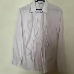 LES MUES フリル長袖シャツ 取り外しリボン付き薄いピンク