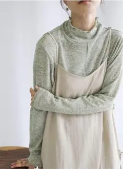 selectmoca セレクトモカ　ハイネックシアートップス　モスグリーン