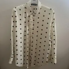 ZARA アイボリー・ブラックドット 長袖シャツ XS
