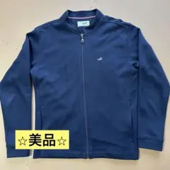 クロコダイル ネイビー ジップアップカーディガン M