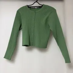 LOWRYS FARM グリーン リブカーディガン Fサイズ