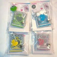 ★アルバムキーホルダー カラフルハート ミニ 4点セット セリア