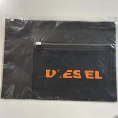 DIESEL ジップポーチ　黒×オレンジロゴ　2個セット