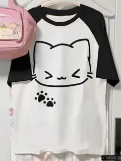 猫柄 ラグランTシャツ バイカラー