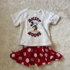 Disney ミッキーマウス Tシャツ＆ドット柄スカートセット 130～140
