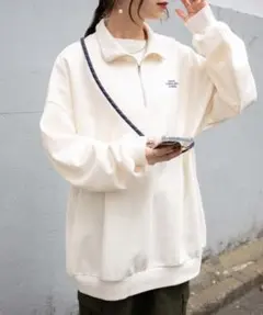 WEGO オーバーサイズハーフジッププルオーバー