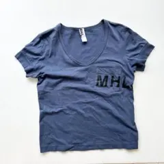 MHL.マーガレットハウエル　Vネック ロゴTシャツ　サイズ2 半袖 カットソー