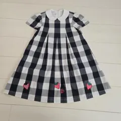 familiar 白黒チェック柄 半袖ワンピース 120