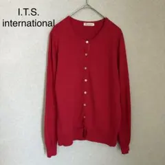 I.T.S. international 長袖　ニット　カーディガン　レッド