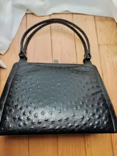 【ヴィンテージ】オーストリッチ風 本革ハンドバッグ ✿⁠和装でも洋装でも使える