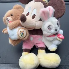 ユニベスティーズ イエック ラビット＆ミッキー＆モカ ぬいぐるみキーホルダー