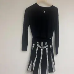 ブラック&ホワイト　ニットワンピース　ゴルフ/スポーツ/テニス/ウェア M