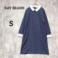 RAY BEAMS ひざ丈ワンピース　チェック柄　ネイビー　ガーリー　フェミニン
