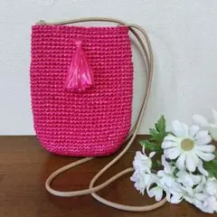ハンドメイド　ポシェット　ショルダーバッグ　スマホショルダー　ピンクのサムネイル