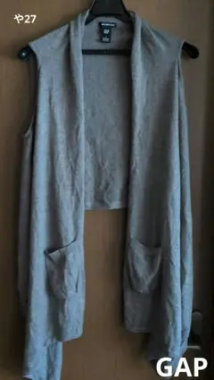 【GAP】Sサイズ　グレー　デザインニット　カーディガントップス