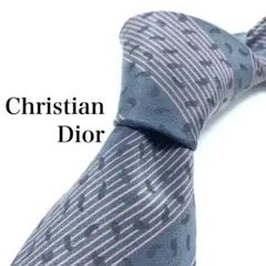 【美品】Christian Dior ネクタイ ストライプ お洒落 グレー