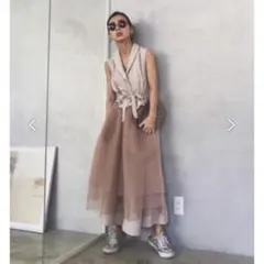 ノースリーブロングワンピース ベージュ Mサイズ