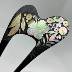 042403 アンティーク　鼈甲　螺鈿　青貝　花尽くし　バチ　かんざし　簪