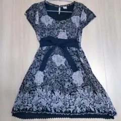 【1度のみ着用】axesアクシーズ ワンピース チュニック 黒花柄 フラワー