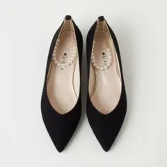 【美品】DIANAダイアナ　フラットパンプス フラットシューズ　ブラックスエード