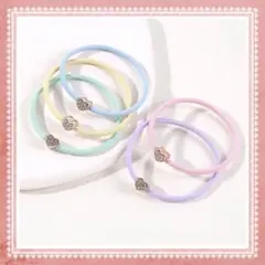 ヘアゴム✨ラインストーン レディース キッズ 女の子 パステルカラー お洒落