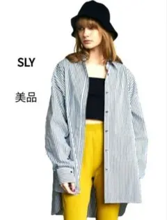 【美品】SLY ブラック ストライプシャツ 羽織り ビッグシルエットのサムネイル