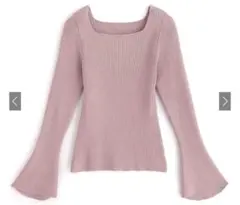 スクエアネックフレアスリーブリブニットトップス 値下げしません早い者勝ち！