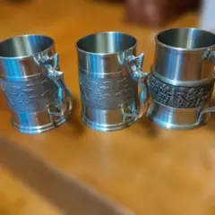 ✨未使用保管品✨芸術的デザイン 高級メタルマグ 3客セット 箱付き 