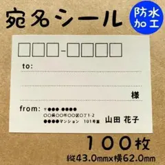 宛名シール 防水加工 小さめ 大容量 100枚 シンプル① RSY-4