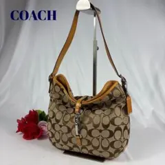 コーチ ワンショルダーバッグ　アクセサリーポーチ　 シグネチャー柄 　ブラウン